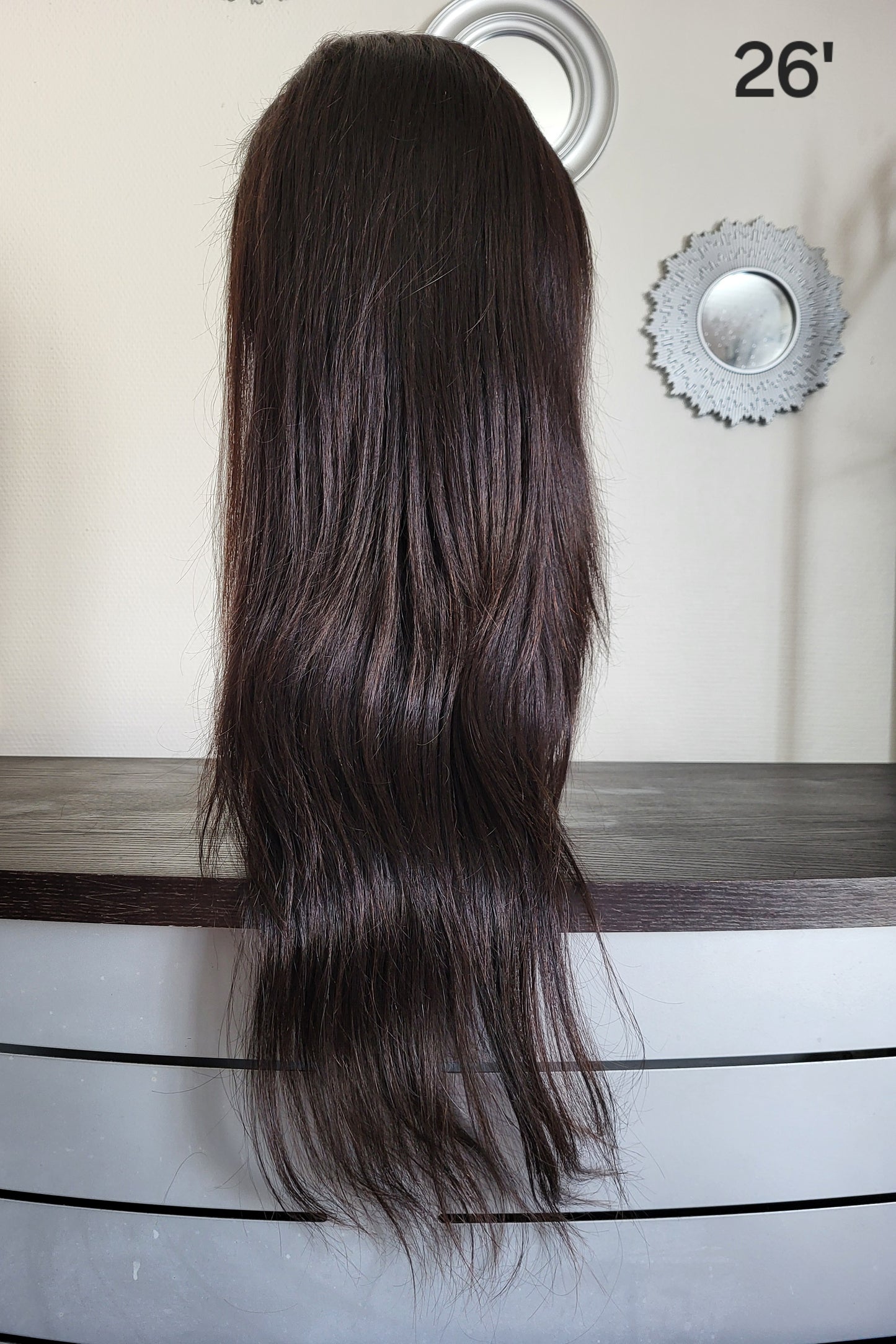 26 inch black straight wig