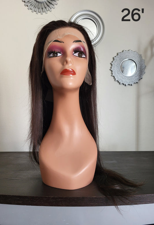 26 inch black straight wig