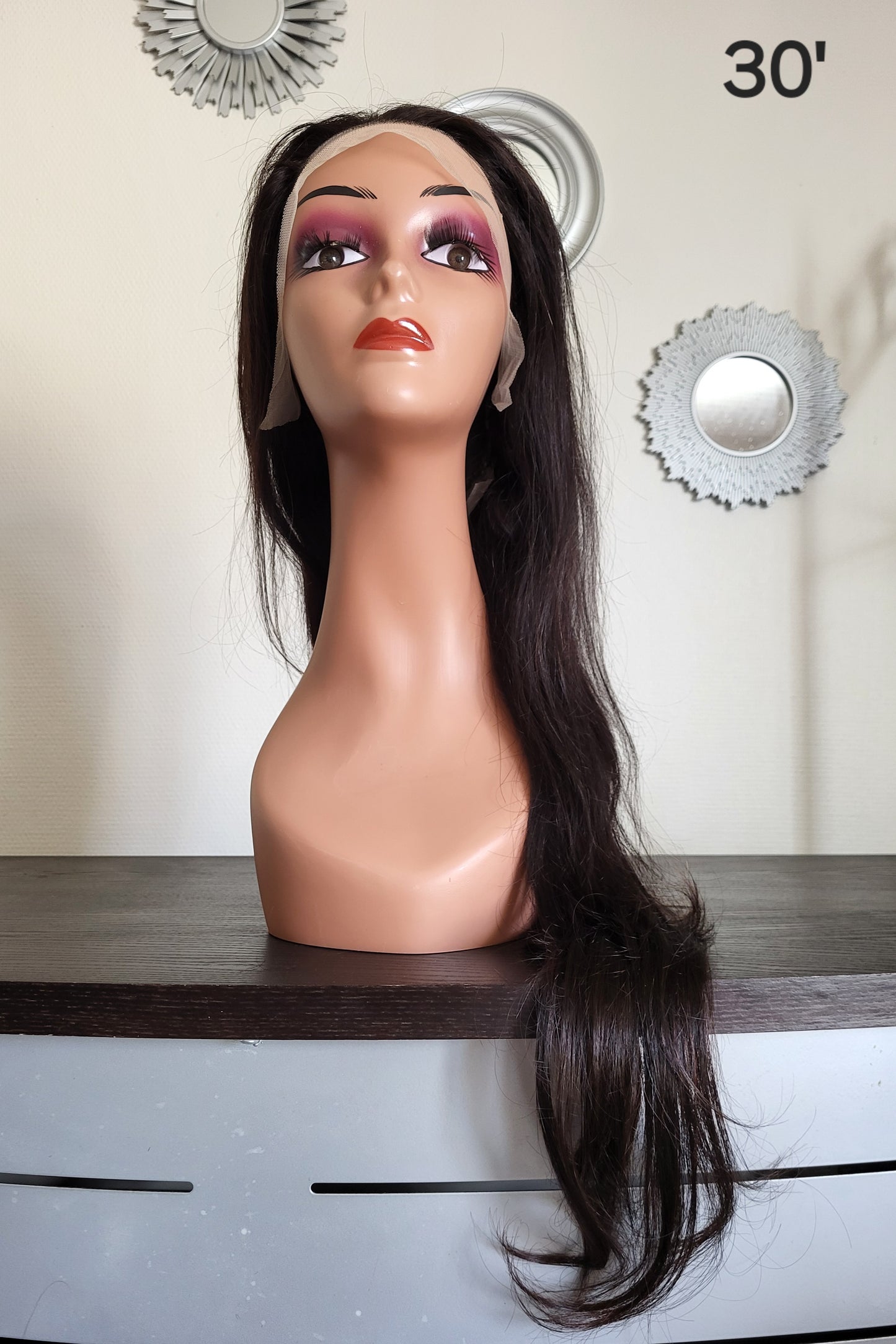 30 inch black straight wig