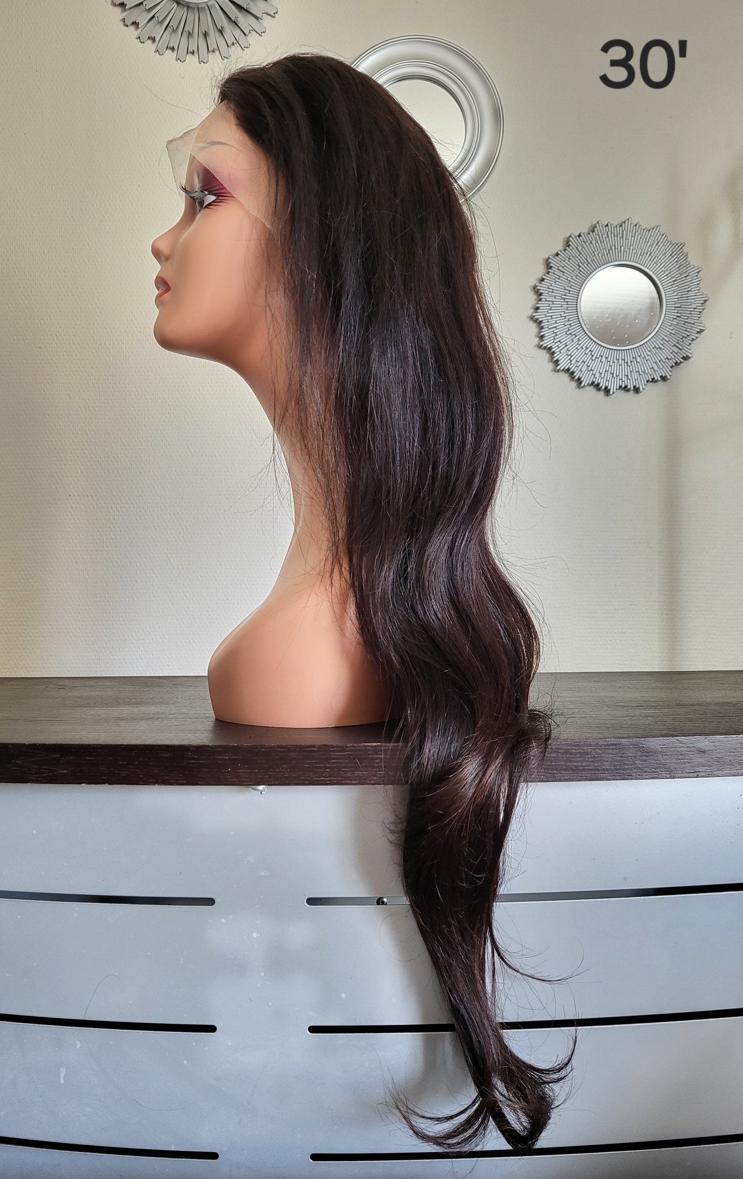 30 inch black straight wig