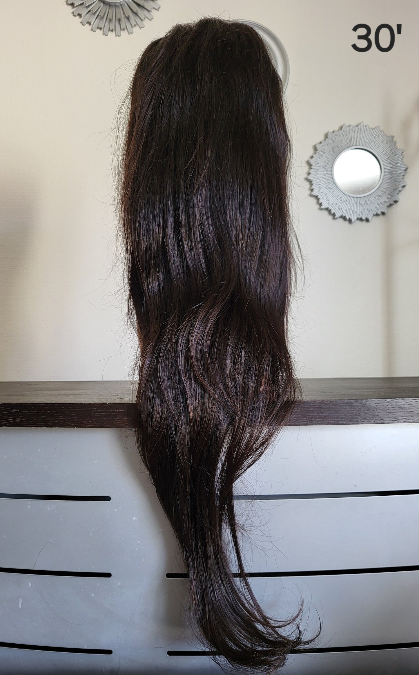 30 inch black straight wig