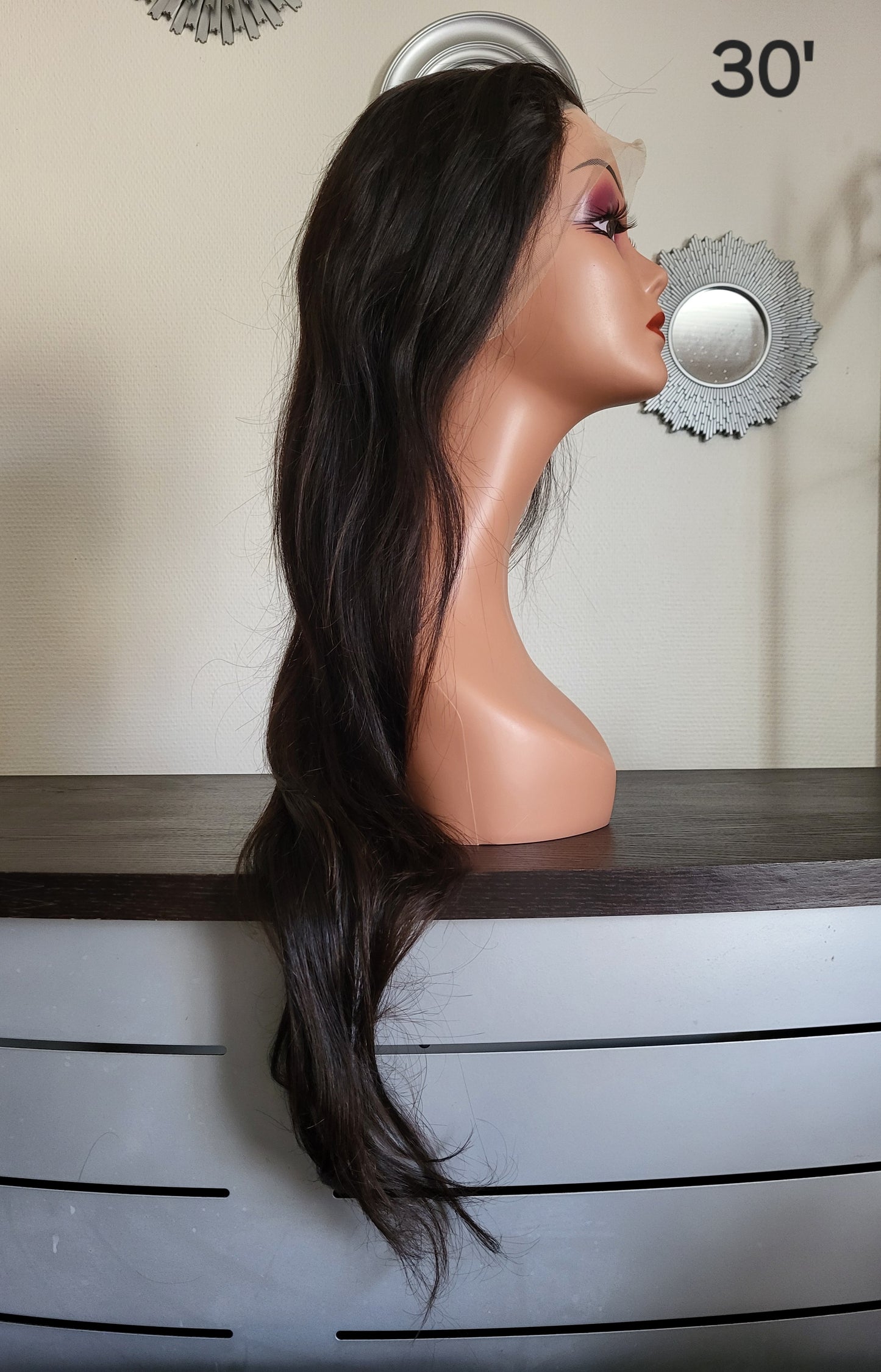 30 inch black straight wig