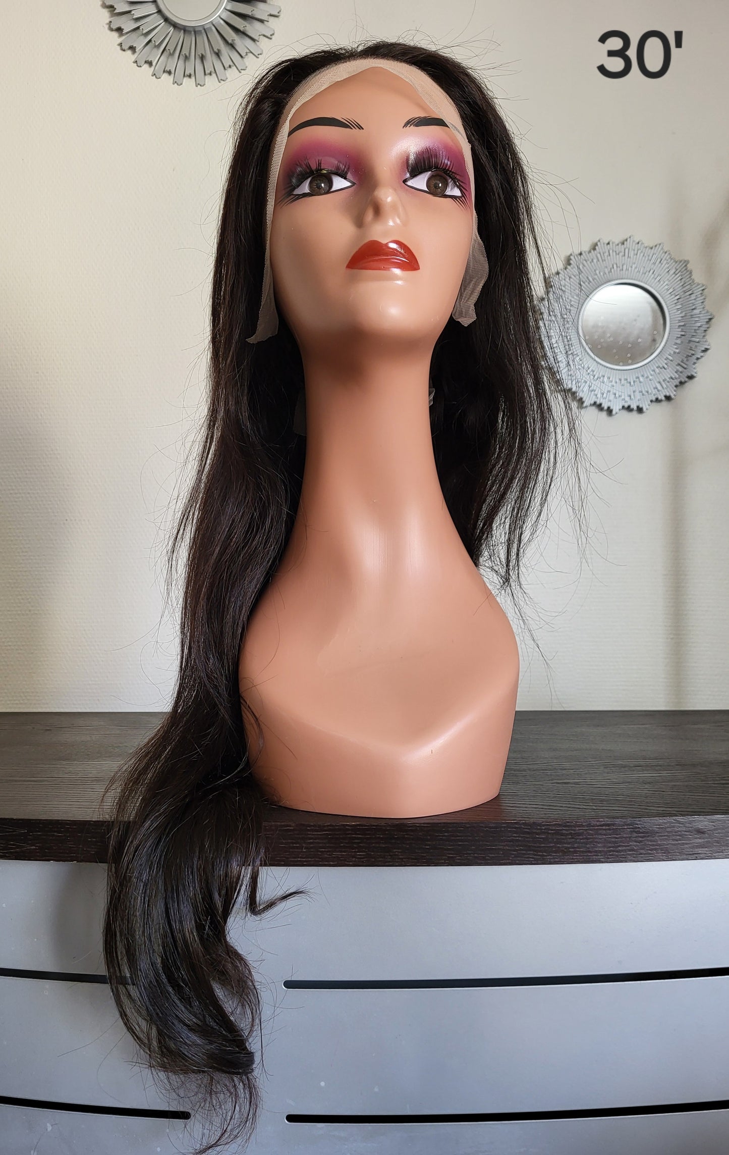 30 inch black straight wig