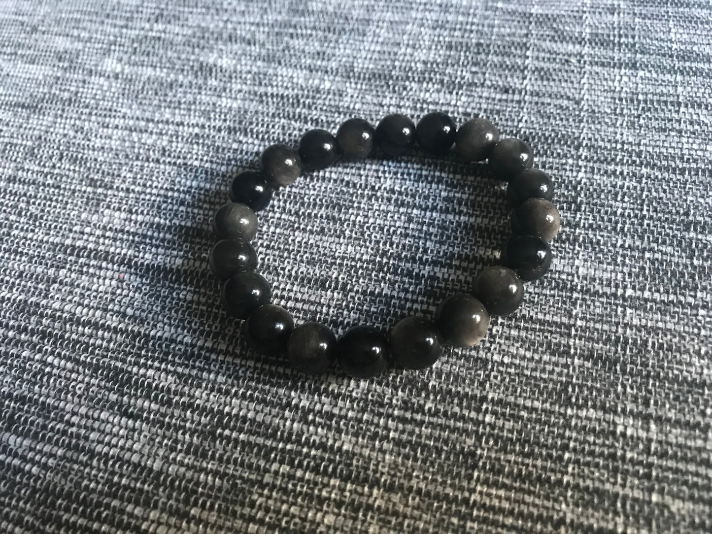 Bracelet obsidienne argentée